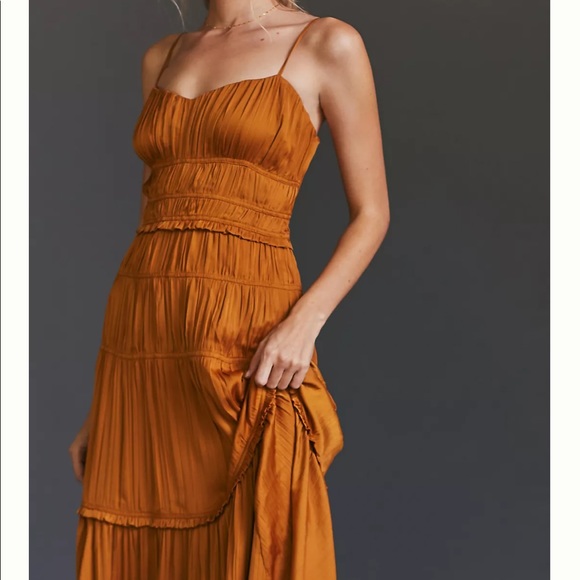 Anthropologie Ruched Slip Dress - bronze - Picture 4 of 9